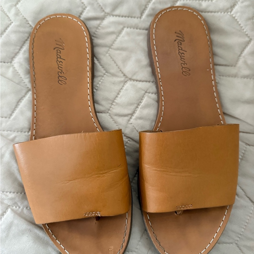 Madewell Women's Brown Leather Slide Sandals